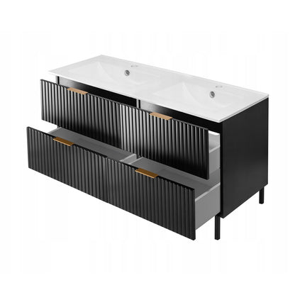 Flow Bathroom Set of 2 Standing Vanity Cabinets with Basin 120cm - Black