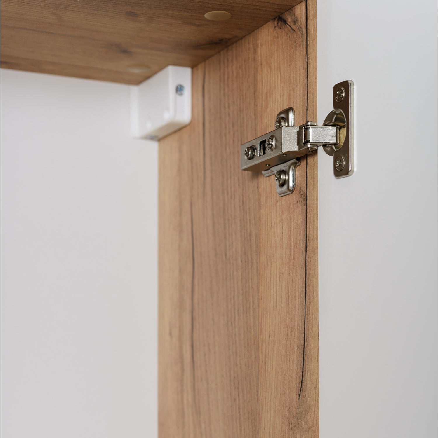 Simple Modern Minimal 2 Door Tall Bathroom Cabinet 136cm - Gold Craft Oak