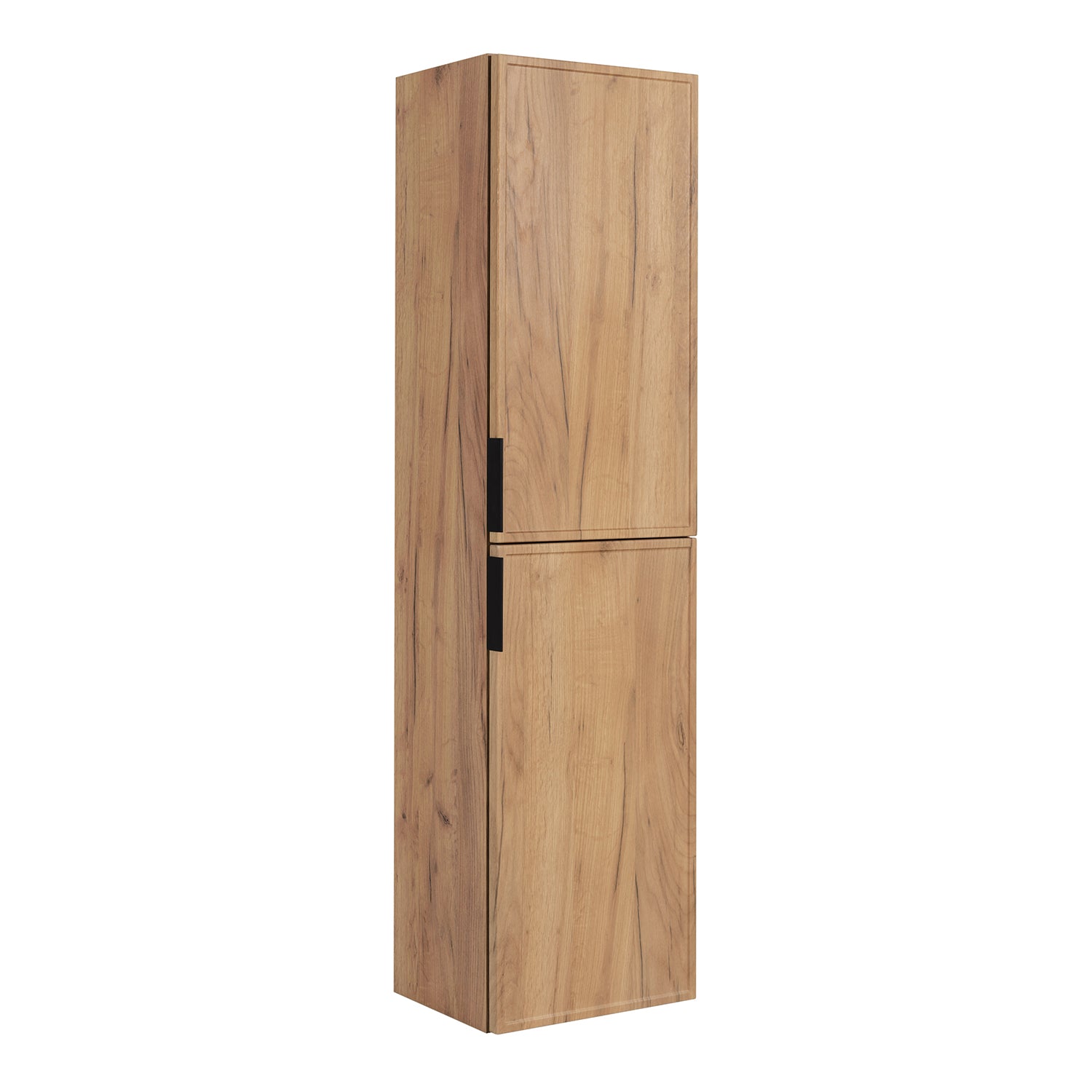 Simple Modern Minimal 2 Door Tall Bathroom Cabinet 136cm - Gold Craft Oak