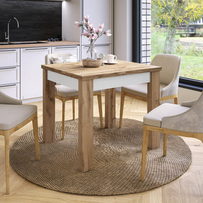 Fonte 85 Modern Extending Dining Table - Wotan Oak / White Matt