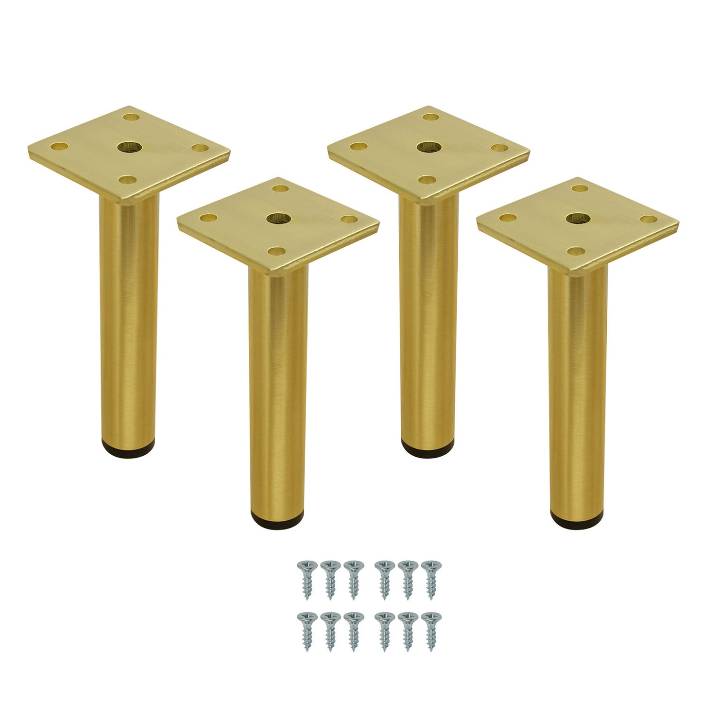 Set of 8 Round Legs for Bathroom Cabinets 15cm - Gold