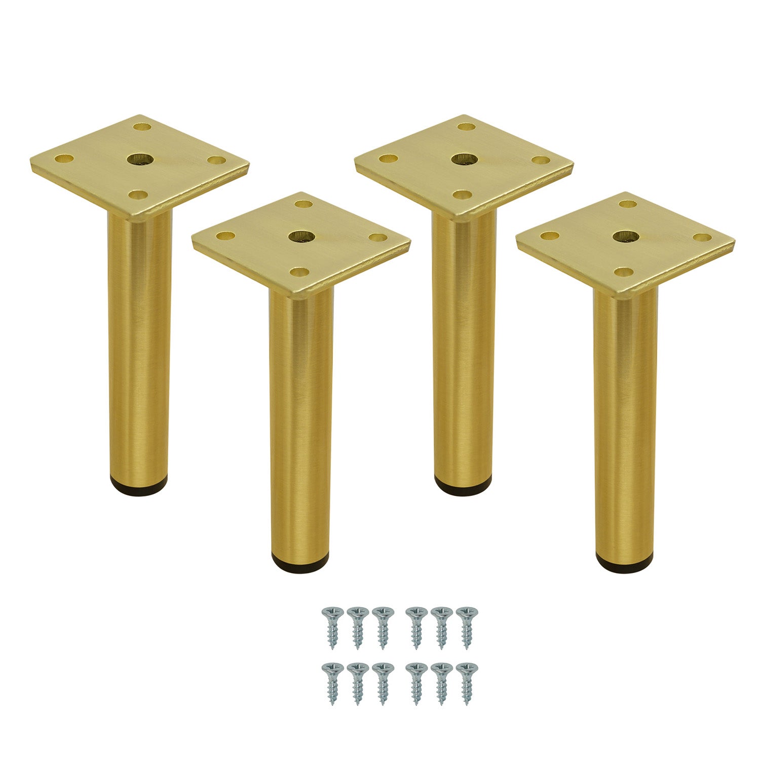 Set of 8 Round Legs for Bathroom Cabinets 15cm - Gold