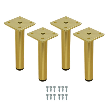 Set of 8 Round Legs for Bathroom Cabinets 15cm - Gold