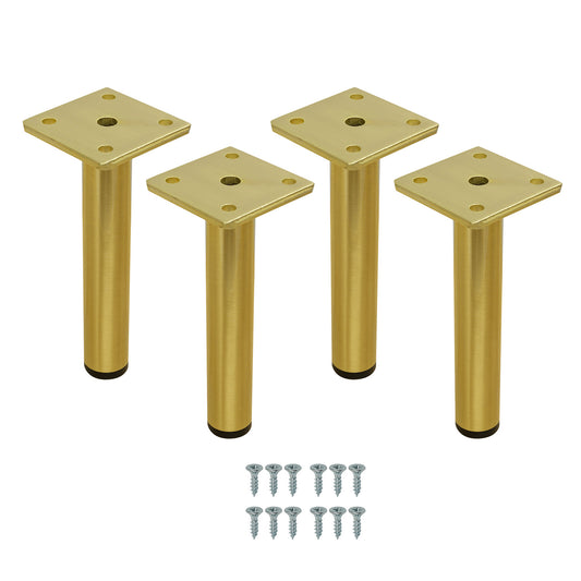 Set of 8 Round Legs for Bathroom Cabinets 15cm - Gold