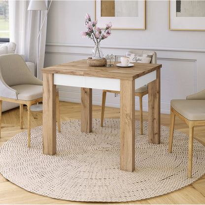Fonte 85 Modern Extending Dining Table - Wotan Oak / White Matt