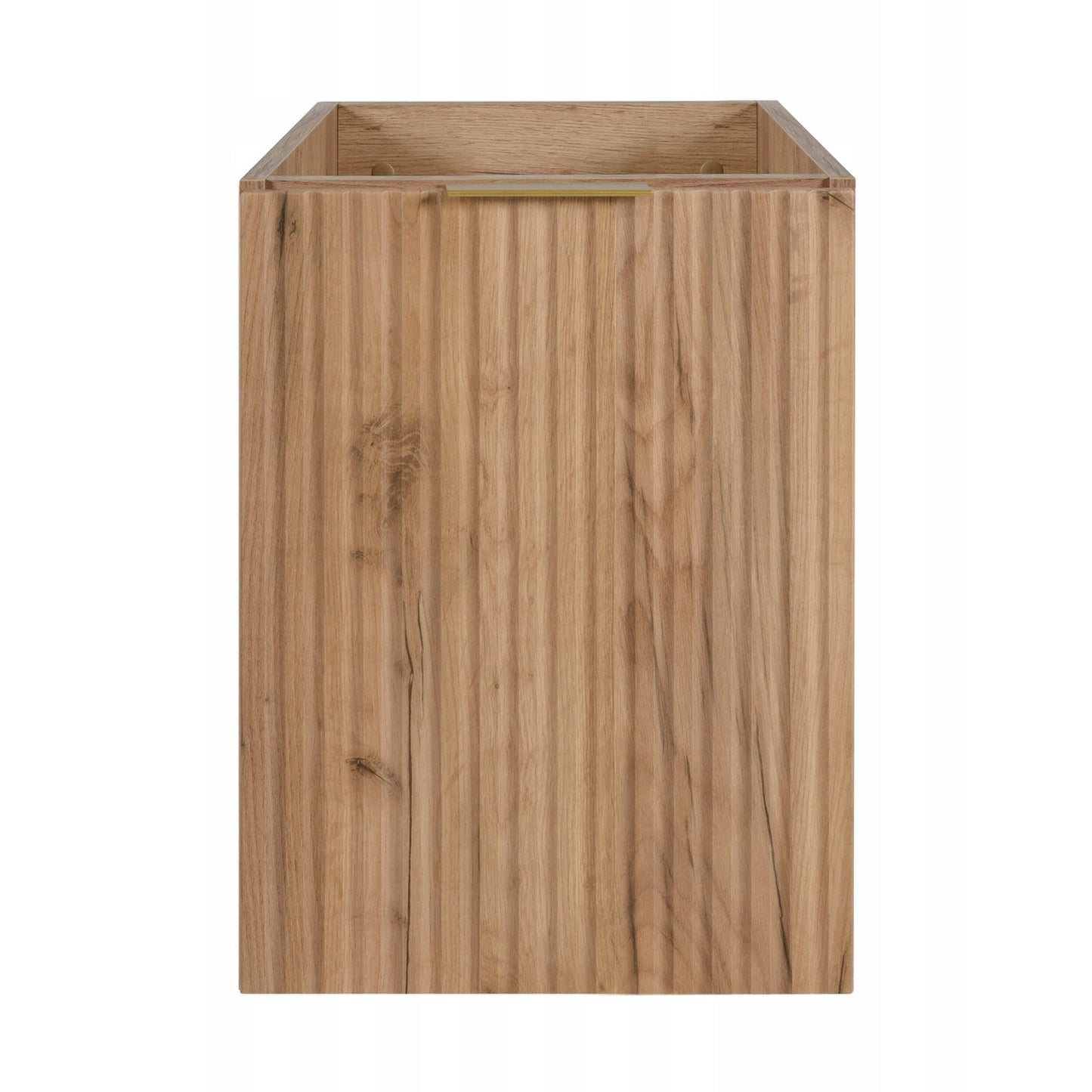 Flow 1 Door Fluted Bathroom Vanity Cabinet with Worktop 40cm - Gold Craft Oak