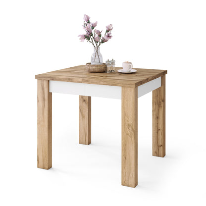 Fonte 85 Modern Extending Dining Table - Wotan Oak / White Matt