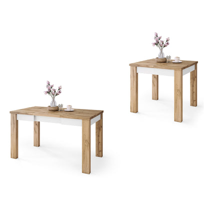 Fonte 85 Modern Extending Dining Table - Wotan Oak / White Matt