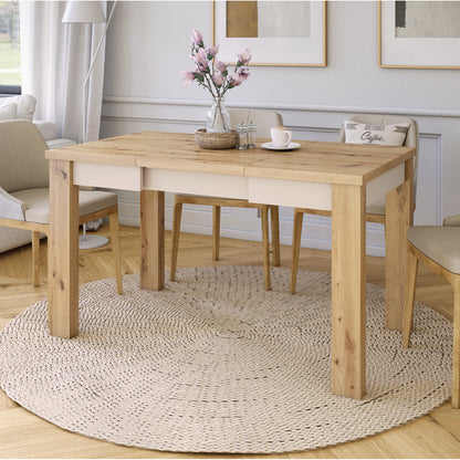 Fonte 85 Modern Extending Dining Table - Artisan Oak / Beige