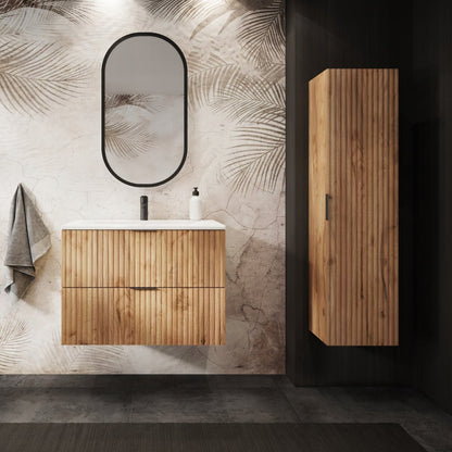 Flow Bathroom Vanity Cabinet with a Basin 80cm - Gold Craft Oak