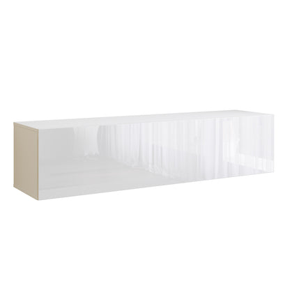 Joyce Wall Mounted TV Unit Modern Plain Gloss Finish 150cm - White Gloss