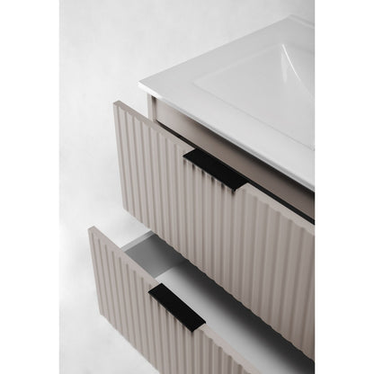 Flow Wall-Mounted 2 Drawer Bathroom Vanity Cabinet with Basin 80cm - Cashmere