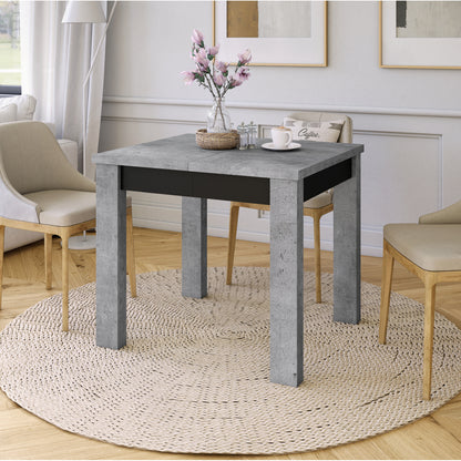 Fonte 85 Modern Extending Dining Table - Concrete / Black Matt