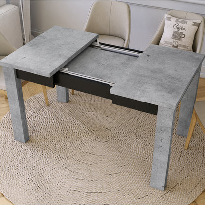 Fonte 85 Modern Extending Dining Table - Concrete / Black Matt