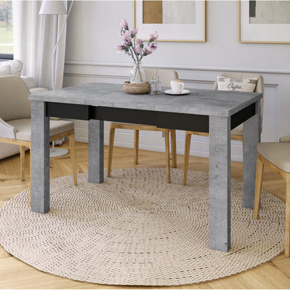 Fonte 85 Modern Extending Dining Table - Concrete / Black Matt