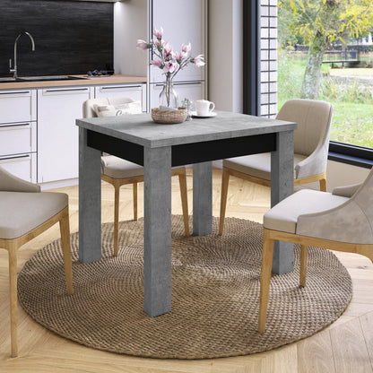 Fonte 85 Modern Extending Dining Table - Concrete / Black Matt
