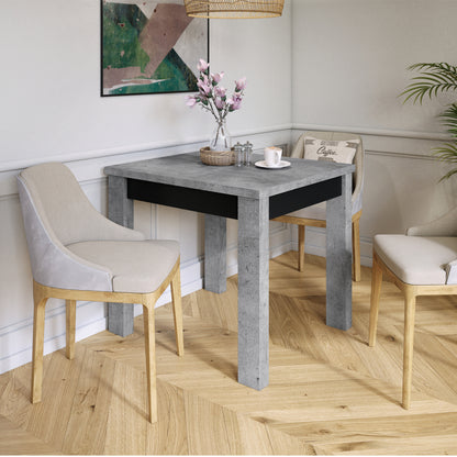 Fonte 85 Modern Extending Dining Table - Concrete / Black Matt