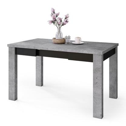 Fonte 85 Modern Extending Dining Table - Concrete / Black Matt