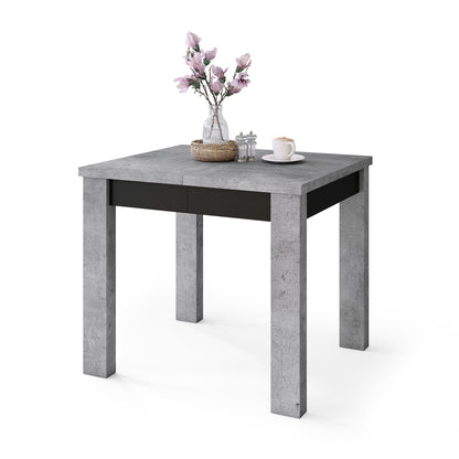 Fonte 85 Modern Extending Dining Table - Concrete / Black Matt