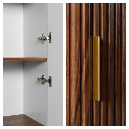 Elegance Glamour Style 2 Bathroom Cabinets Set 120cm Vanity Unit & Tall Cabinet - Walnut