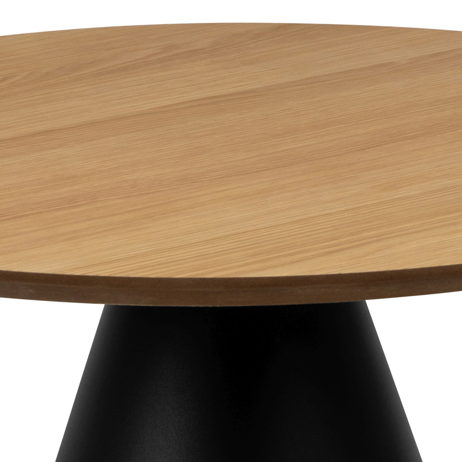 Bosco Coffee Table Round Modern Steel Base & Wood Veneer - Natural Oak / Black