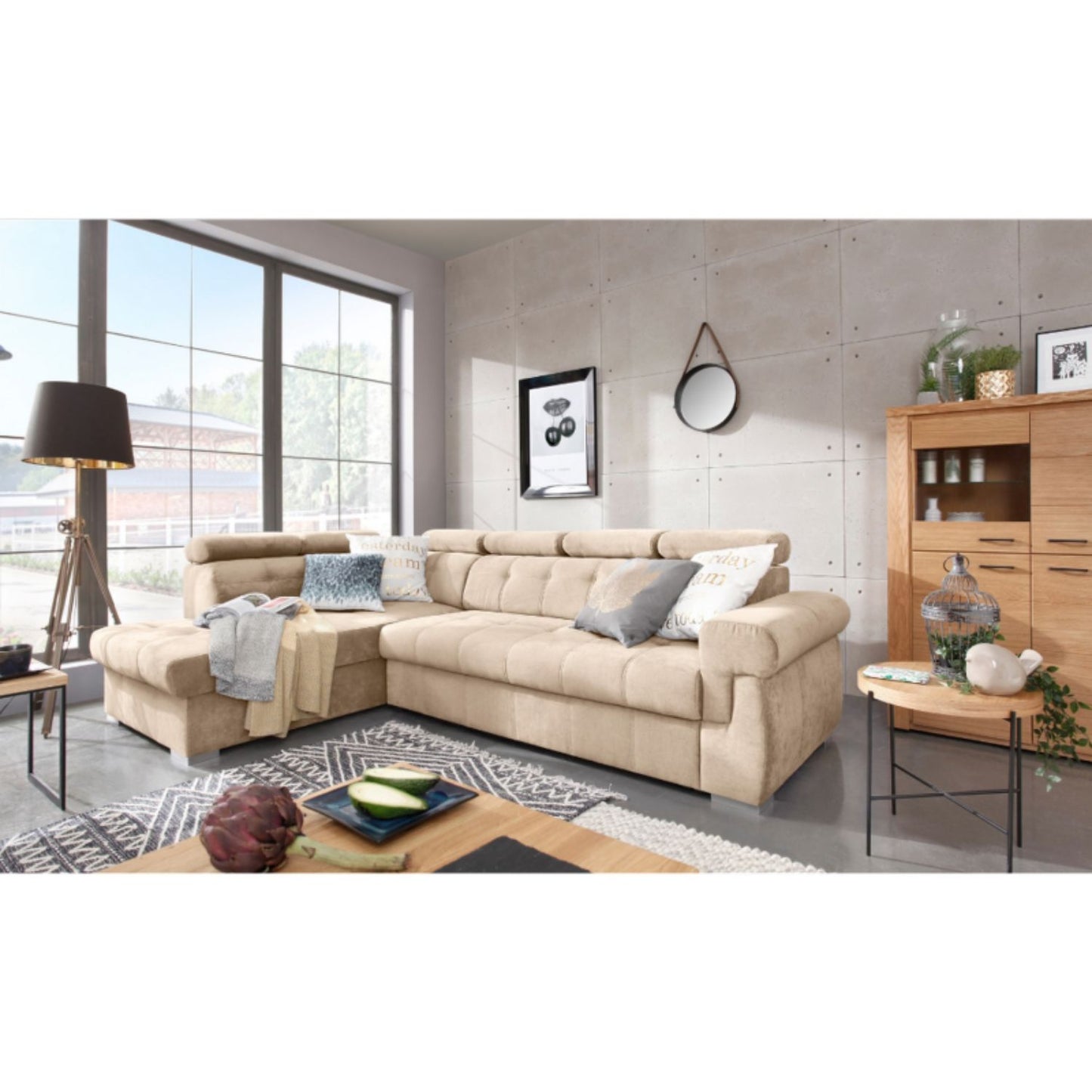 Primo left side corner sofa with storage- Beige