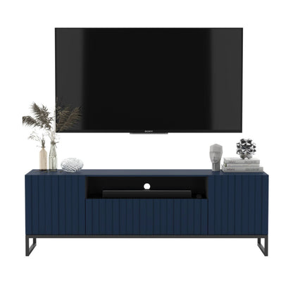 Elpis Glamour TV Cabinet Unit with Storage 150 cm - Navy Matt / Black Legs