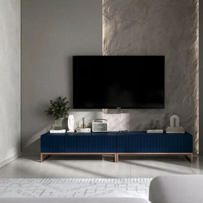 Elpis Glamour TV Sideboard 220 cm TV Unit Navy Matt / Copper Frame