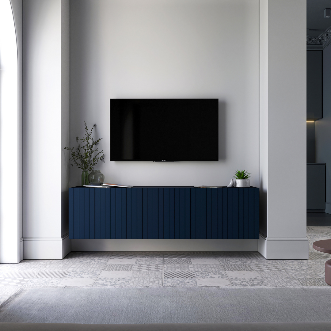 Elpis Glamour Wall-Mounted TV Cabinet with Storage 4D 150cm - Navy