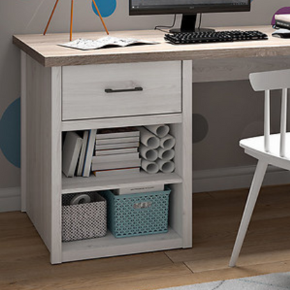 Loca Desk 141cm with Drawer and Shelves - Sibiu Larch / Dark Sonoma Oak