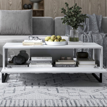 Elpis Glamour Coffee Table 110 cm - White Matt / Black Frame