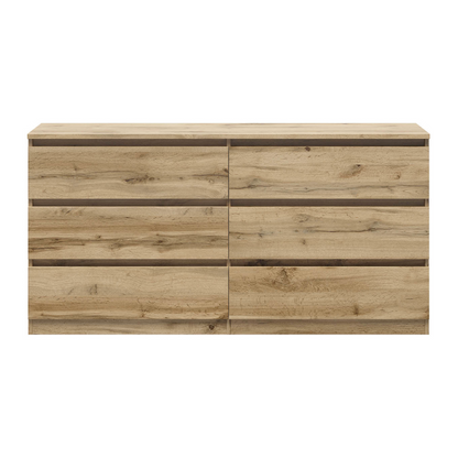 Exter Chest of Drawers 150 cm with 6 Drawers - Wotan Oak
