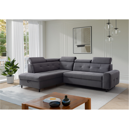 Matras Corner Sofa Bed with Storage- Dark Grey
