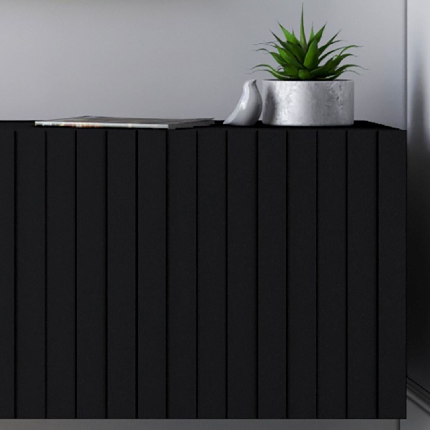 Elpis Glamour TV Cabinet Media Unit Extra Long 300 cm Wall Mounted - Black Matt