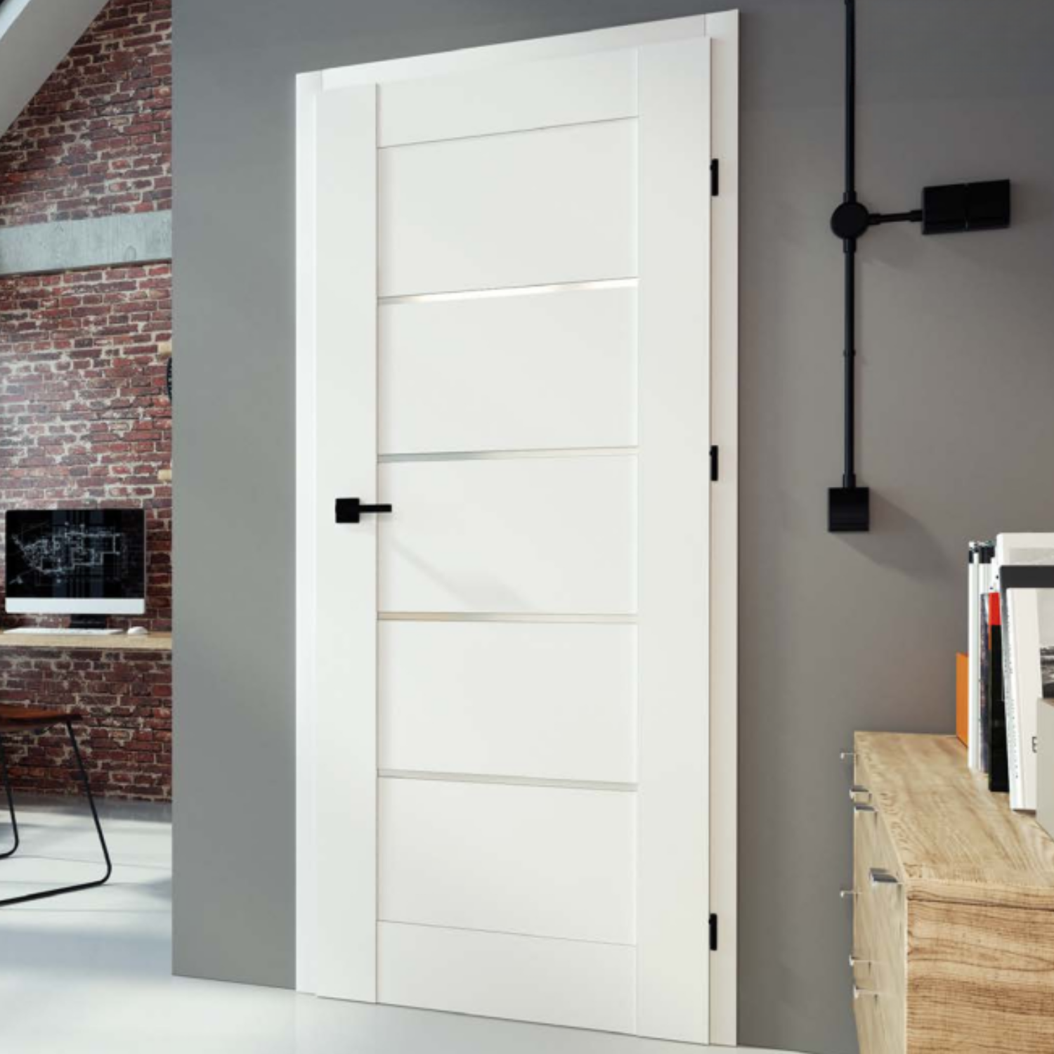 Vinci 10 Internal Rebated Door Set with Frame and Handle - White