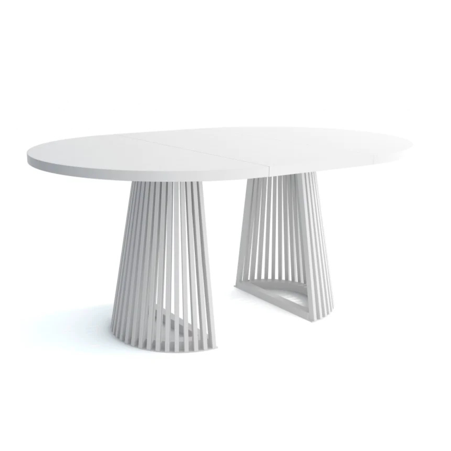 Ruston Round Extendable Table with Slats - White