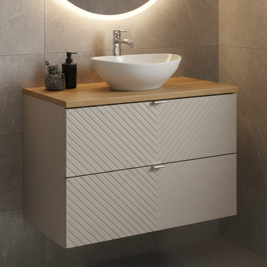 Viva 80cm Bathroom Cabinet with Oval Basin - Cashmere