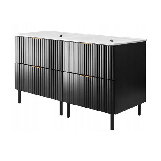 Flow Bathroom Set of 2 Standing Vanity Cabinets with Basin 120cm - Black