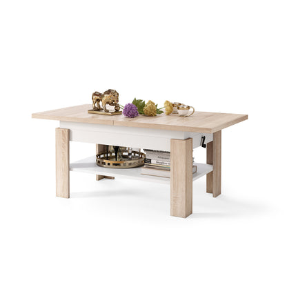 Runa 2 in 1 Extending Coffee / Dining Table 130-170cm - Sonoma Oak / White