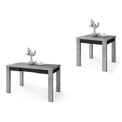 Fonte 85 Modern Extending Dining Table - Concrete / Black Matt