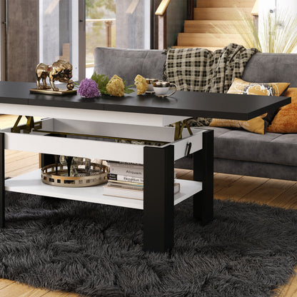 Runa 2 in 1 Extending Coffee / Dining Table 130-170cm - Black / White