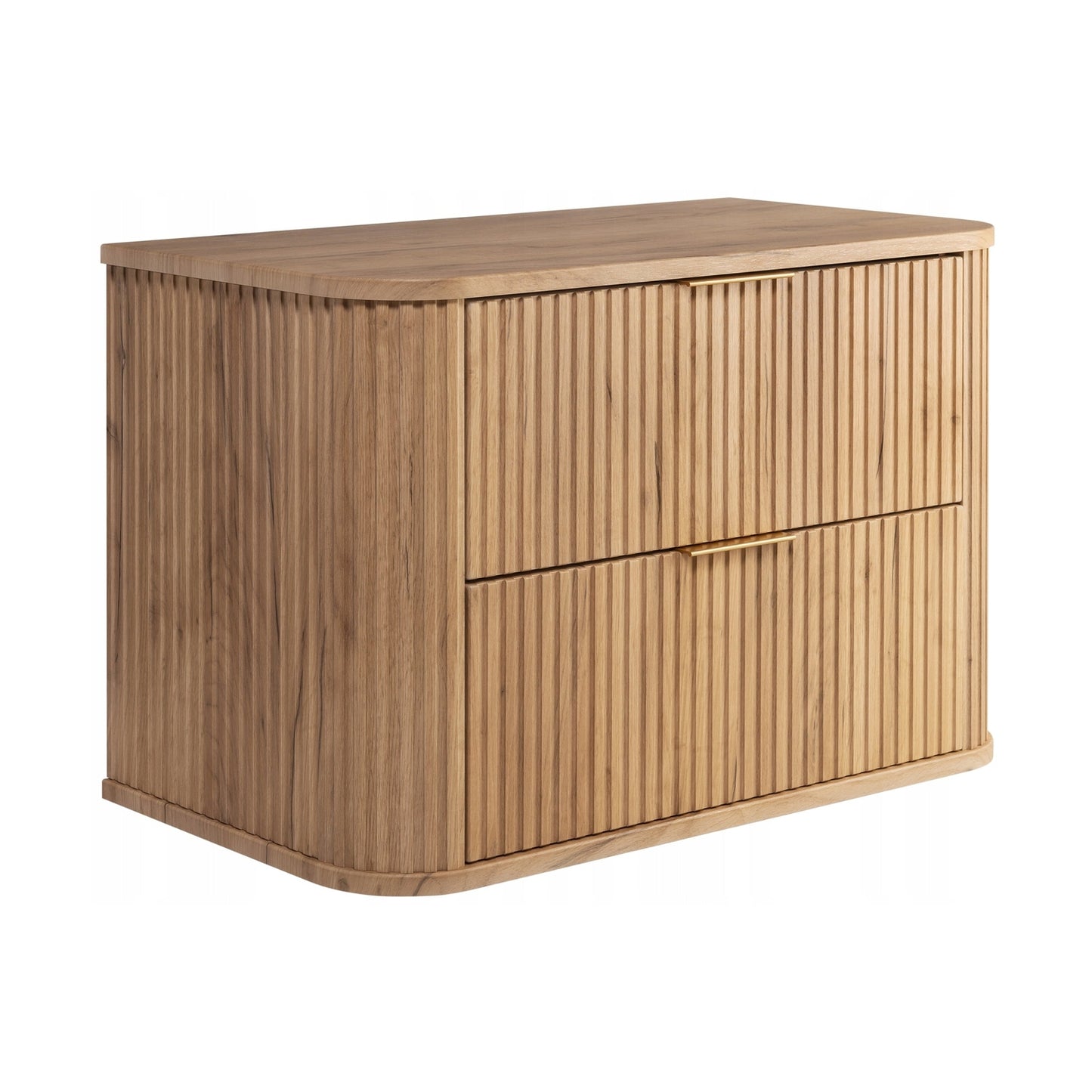 Elegance Glamour Style 2 Drawer Bathroom Wall Cabinet 80cm - Gold Craft Oak