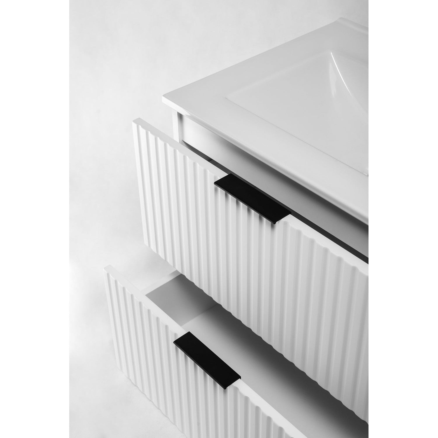 Flow 2 Drawer Bathroom Cabinet Vanity Unit with Basin 60cm - White