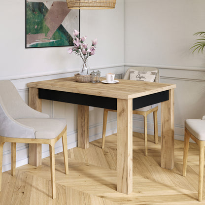 Fonte 110 Modern Extending Dining Table - Gold Craft Oak / Black Matt