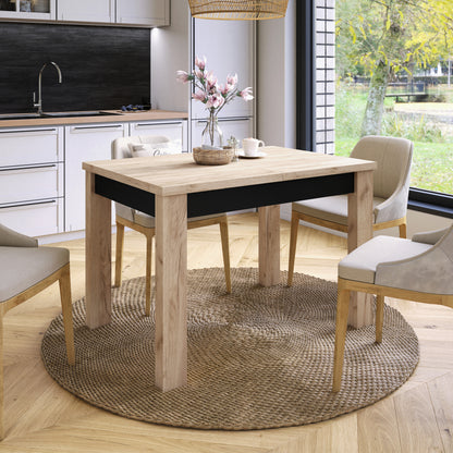 Fonte 110 Modern Extending Dining Table - Gold Craft Oak / Black Matt