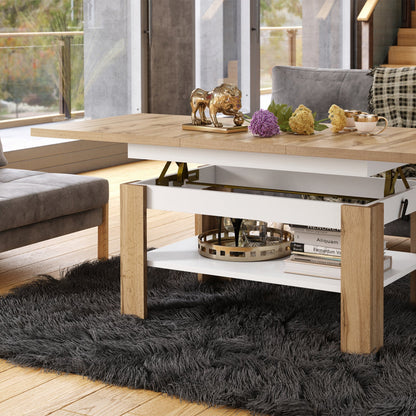 Runa 2 in 1 Extending Coffee / Dining Table 130-170cm - Sonoma Oak / White