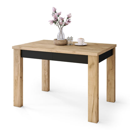 Fonte 110 Modern Extending Dining Table - Gold Craft Oak / Black Matt