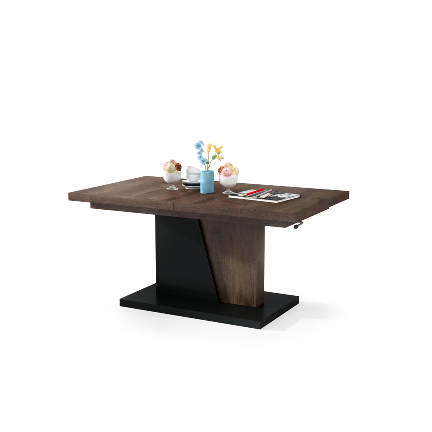 Gala 2 in 1 Extending Coffee / Dining Table - Brown Oak / Black