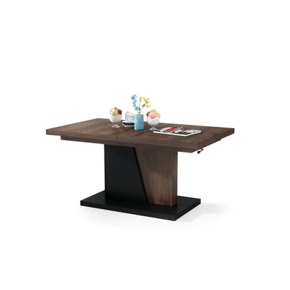 Gala 2 in 1 Extending Coffee / Dining Table - Brown Oak / Black
