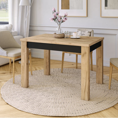 Fonte 110 Modern Extending Dining Table - Gold Craft Oak / Black Matt